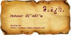Hohner Ádám névjegykártya
